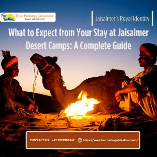 two mens sitting with camel at jaisalmer desert camps with bornfire