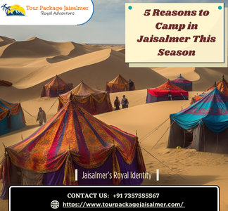 view of mud mountains with camp in jaisalmer