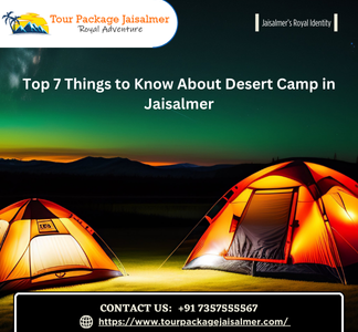 night view of desert camp in jaisalmer